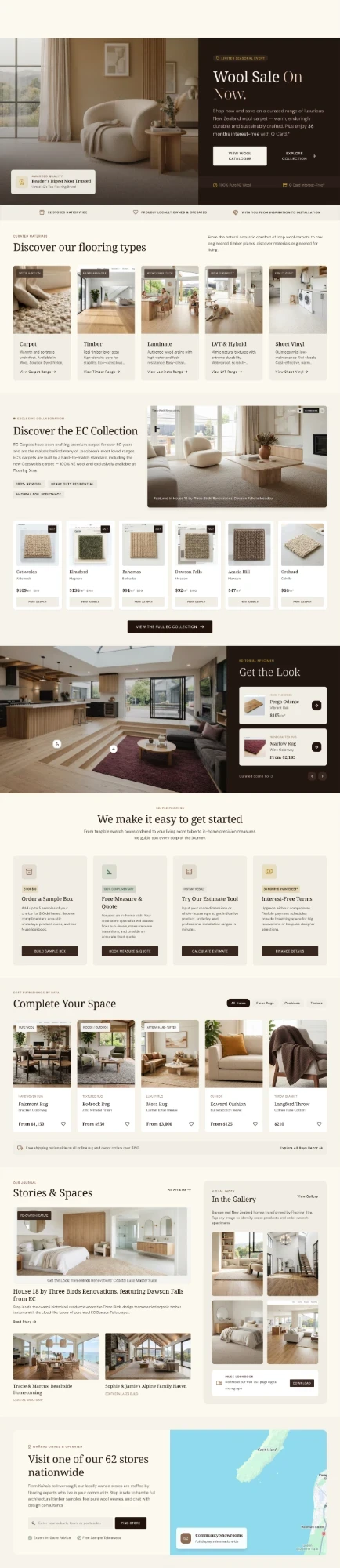 EC Carpets homepage design