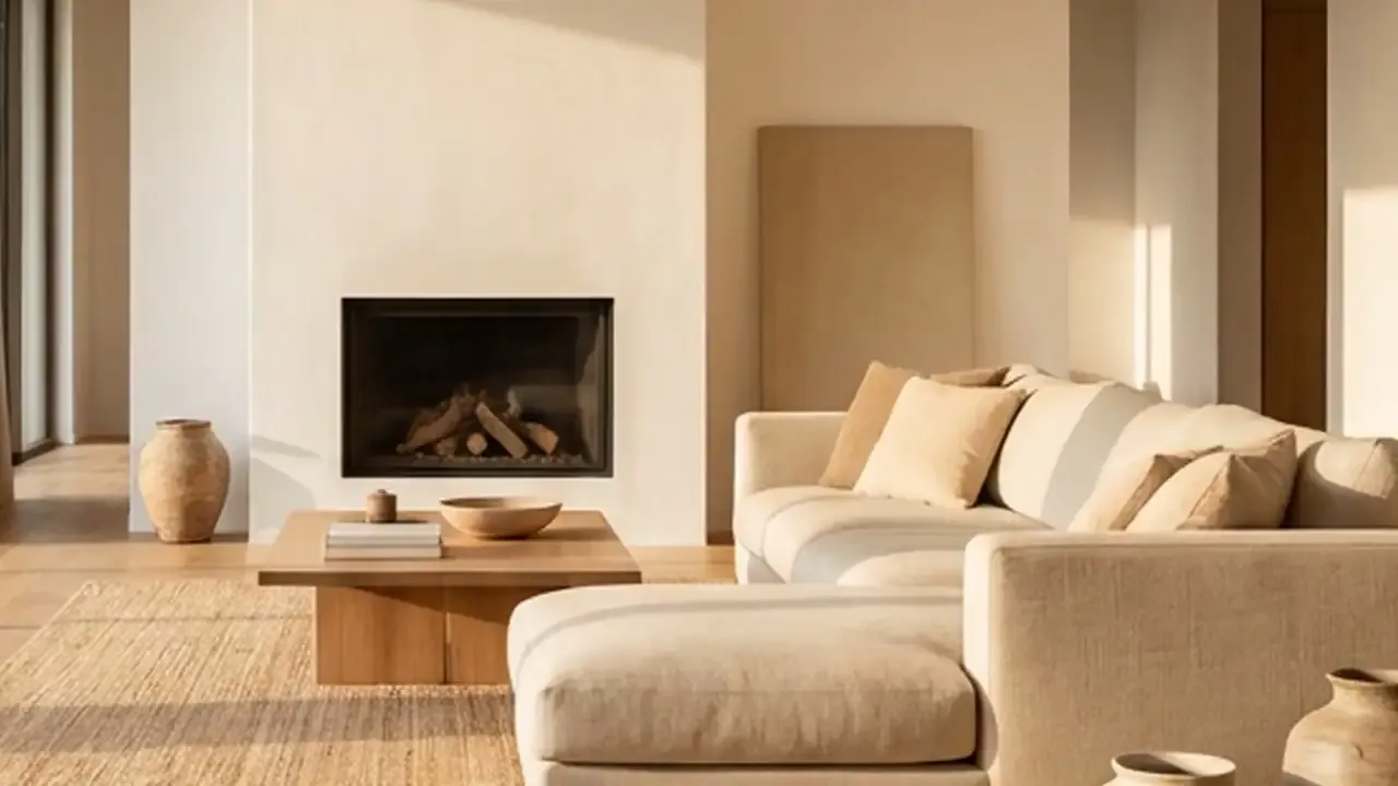 Living room with newly finished oak floor